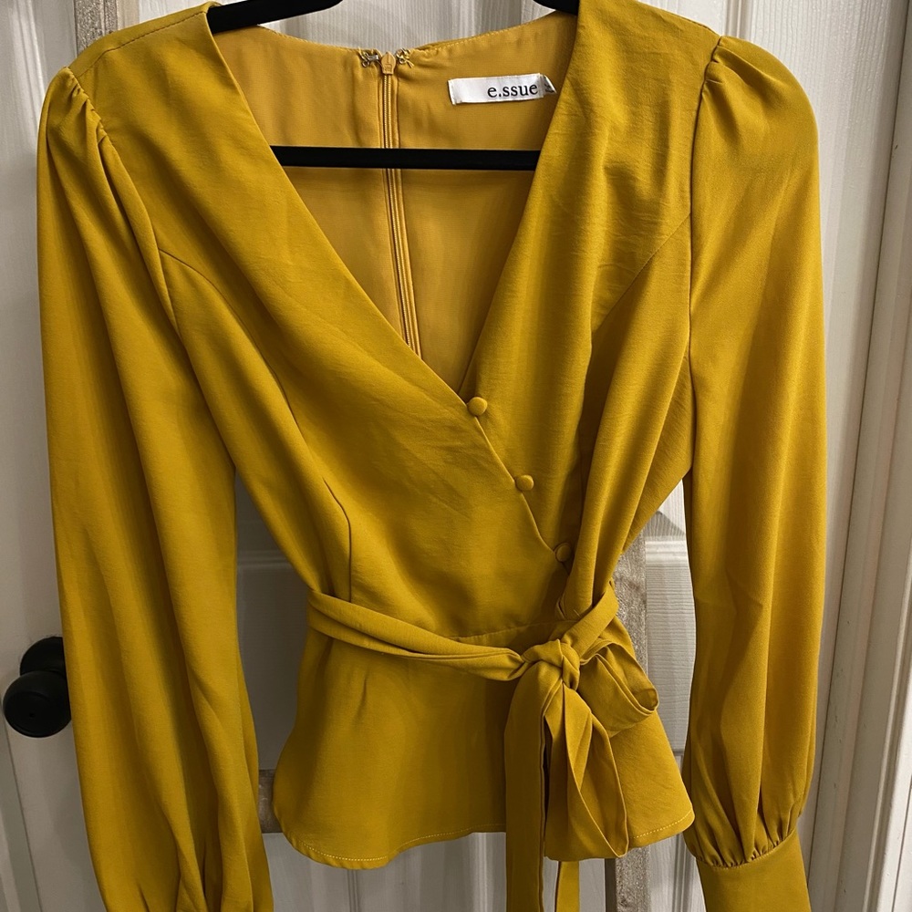 Mustard yellow Victorian style long sleeve blouse
